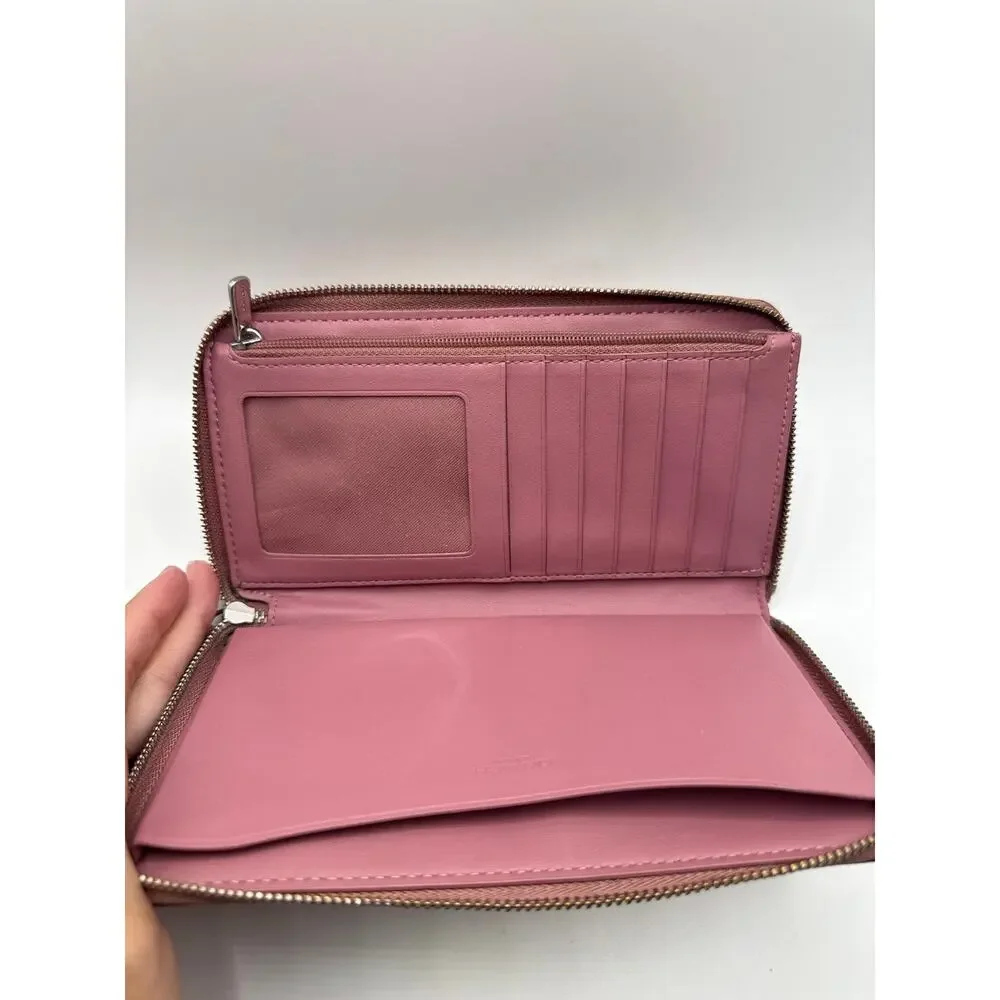 Coach Large Phone Wallet With Dandelion Floral Print Style 2877 Pink Wristlet